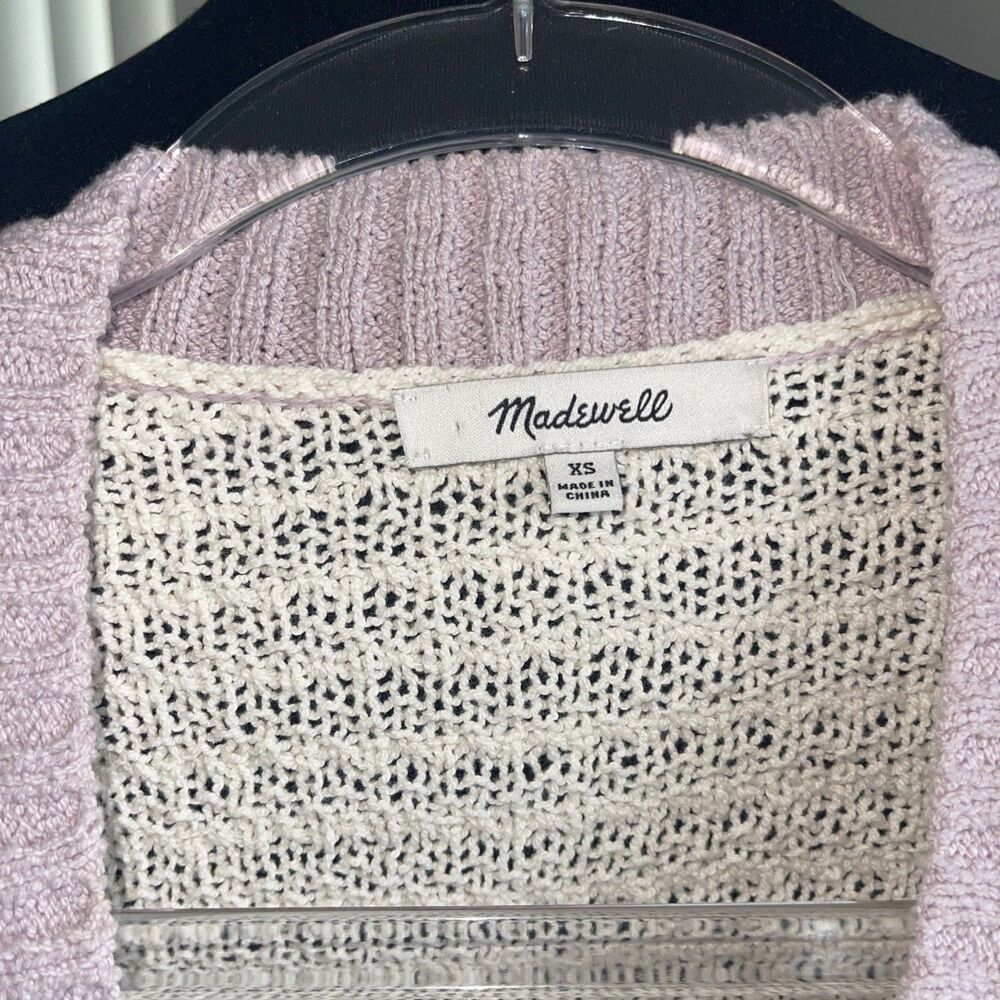 Madewell Oversized Crop  Cardigan Sweater  XS Cream Pale Lilac - Picture 4 of 9